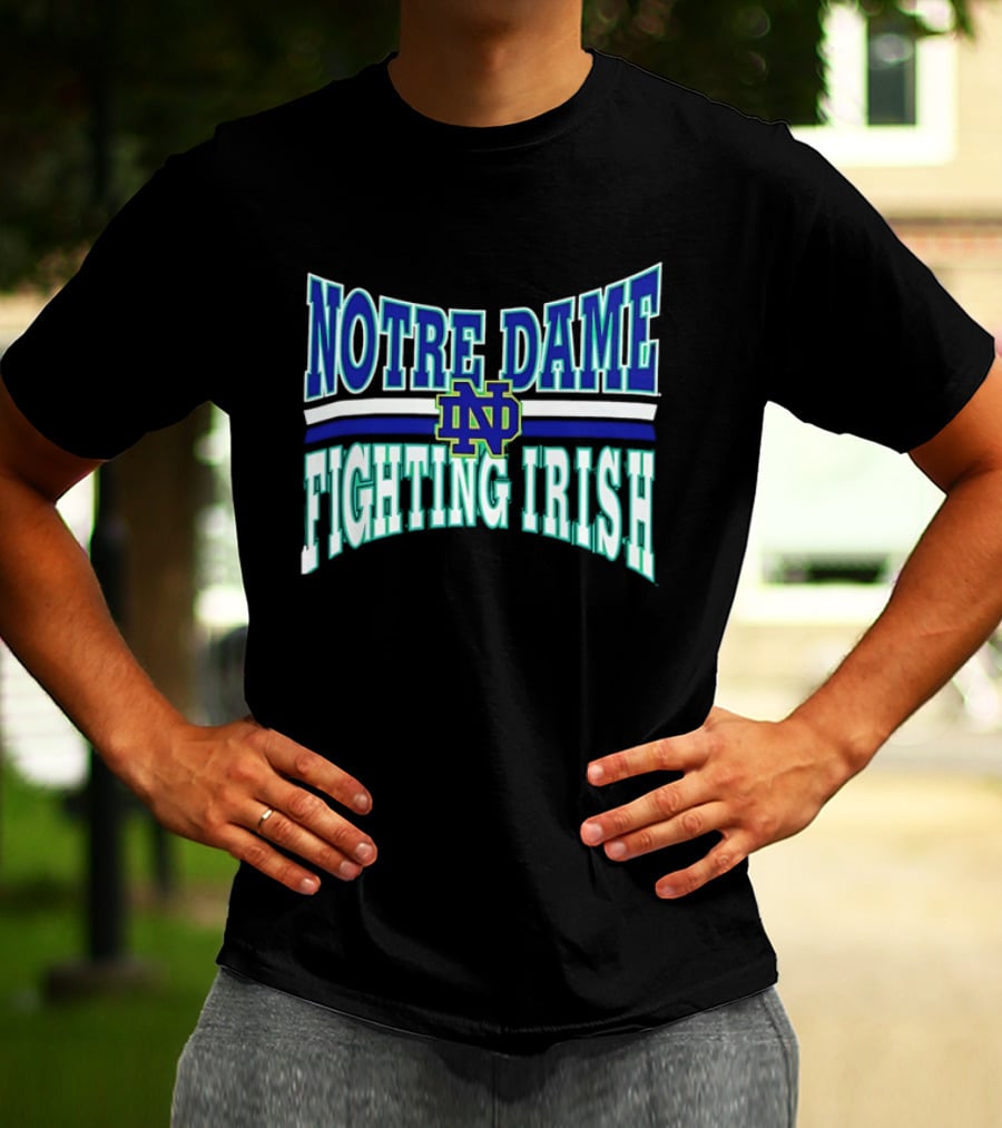 Notre Dame Fighting Irish Interlocking ND Monogram Curved NCAA T-Shirt