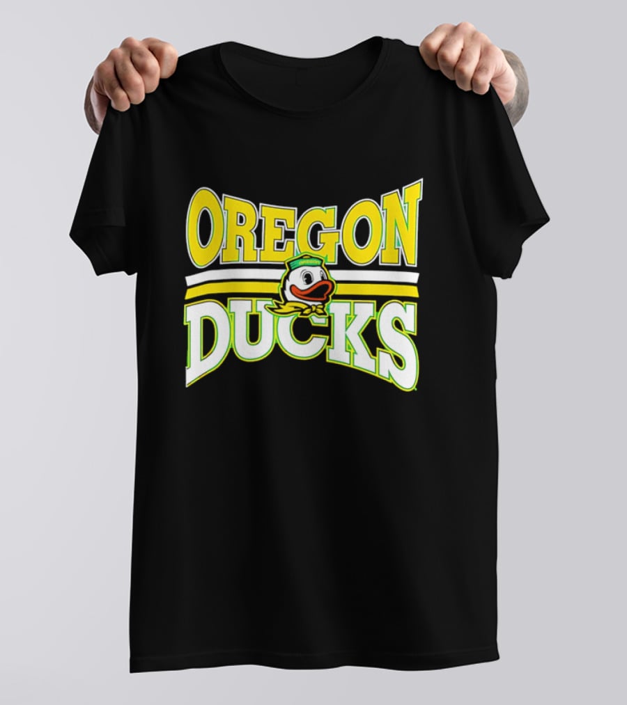 Oregon Ducks Cartoon Sailor Cap Green Yellow Stripes T-Shirt