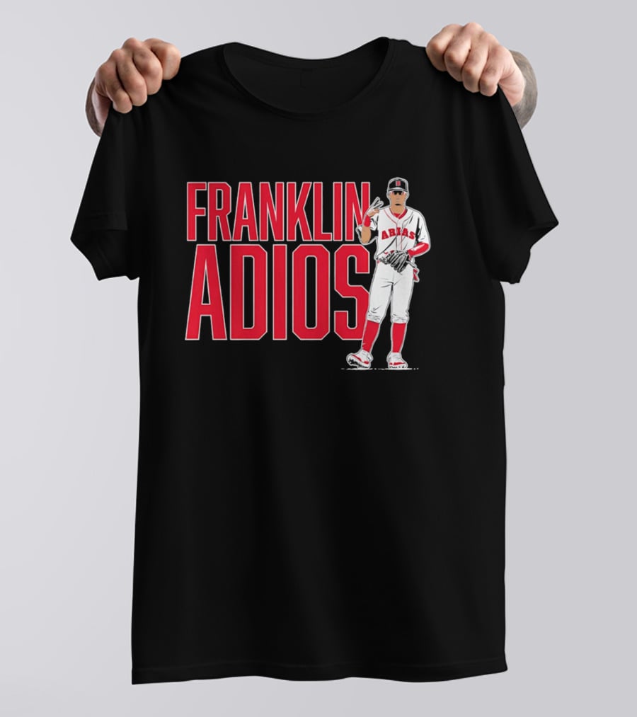 Franklin Arias Adios Baseball Player Gesture In Red And White Uniform T-Shirt