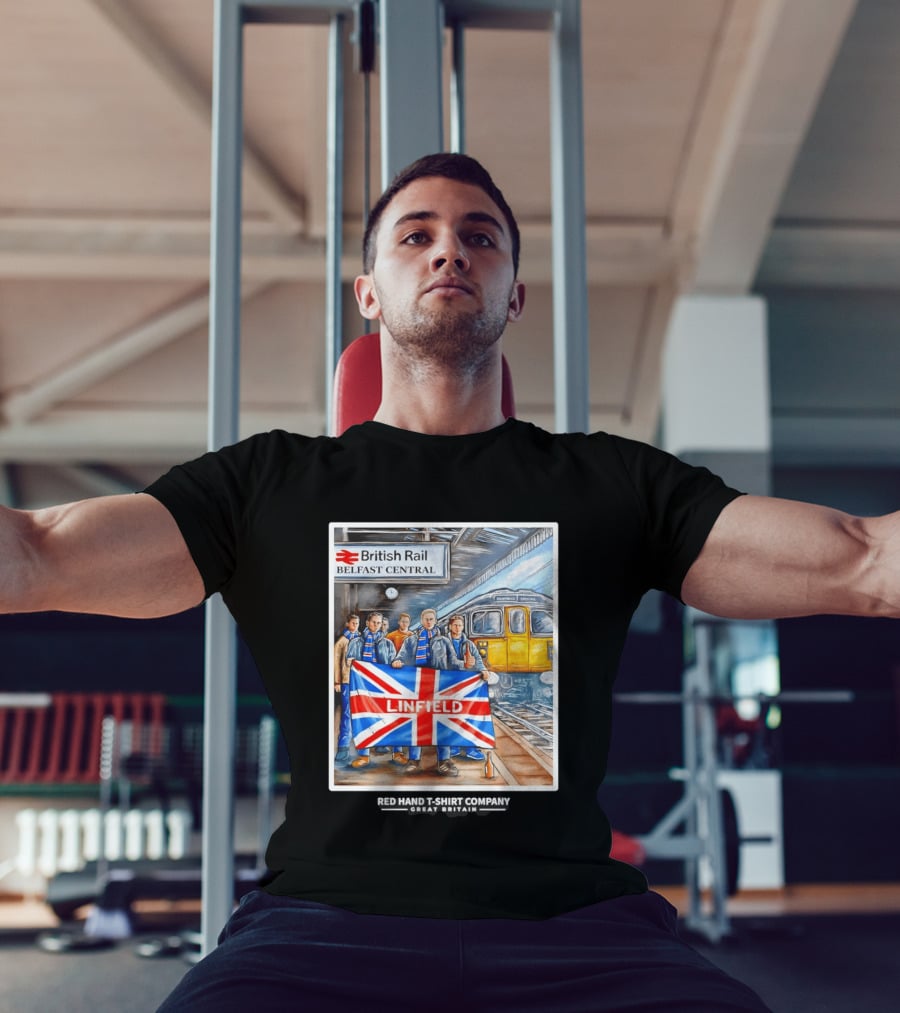 British Rail Belfast Central Linfield UK Flag T-Shirt