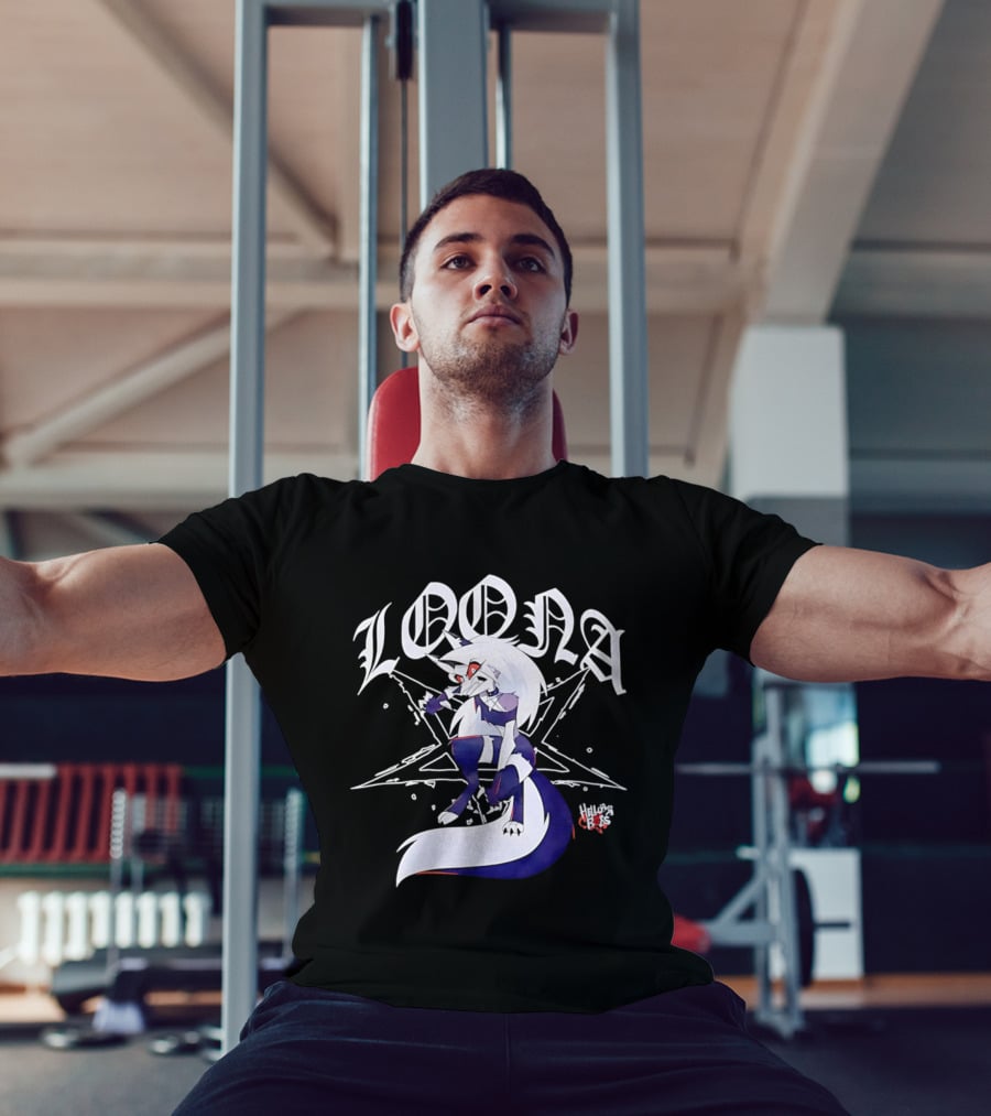 Loona Helluva Boss Demon Character With Stylized White Text And Pentagram T-Shirt