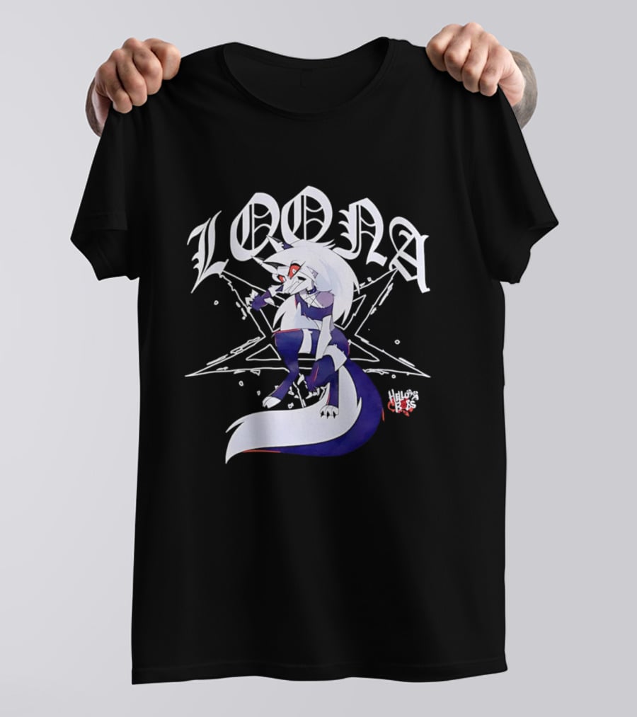 Loona Helluva Boss Demon Character With Stylized White Text And Pentagram T-Shirt