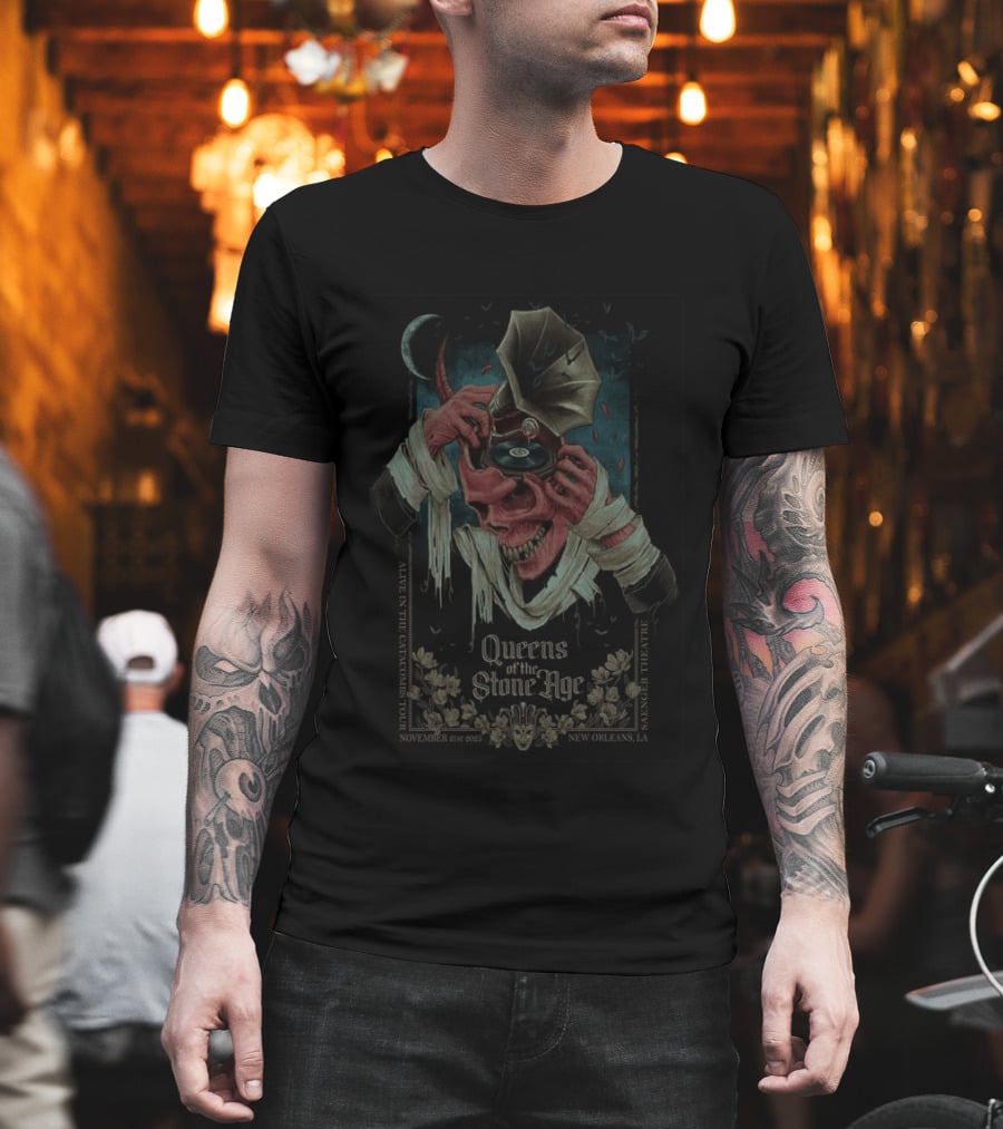 Queens Of The Stone Age Alive In The Catacombs Tour 2025 Saenger Theatre New Orleans T-Shirt