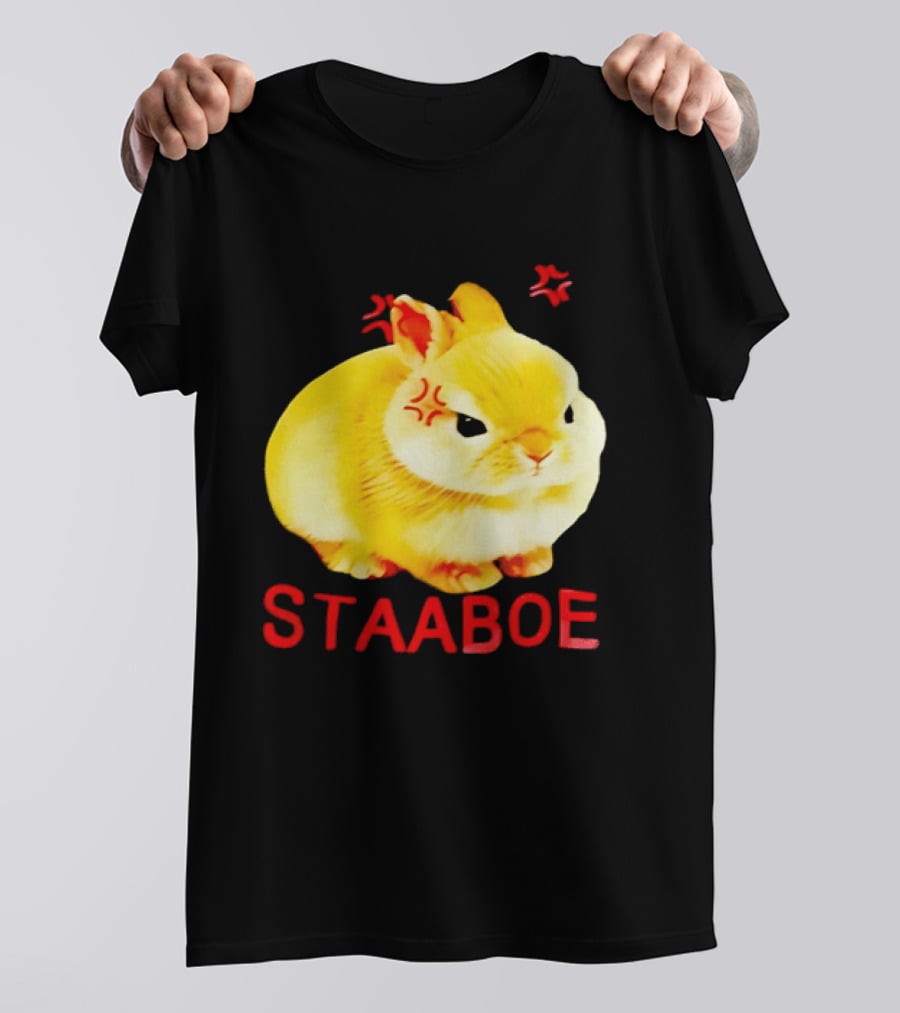 Staaboe Angry Fluffy Yellow Rabbit Red Marks T-Shirt