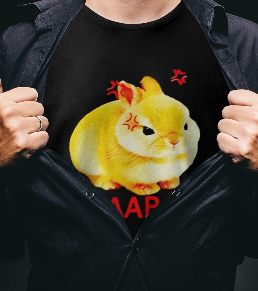 Staaboe Angry Fluffy Yellow Rabbit Red Marks T-Shirt