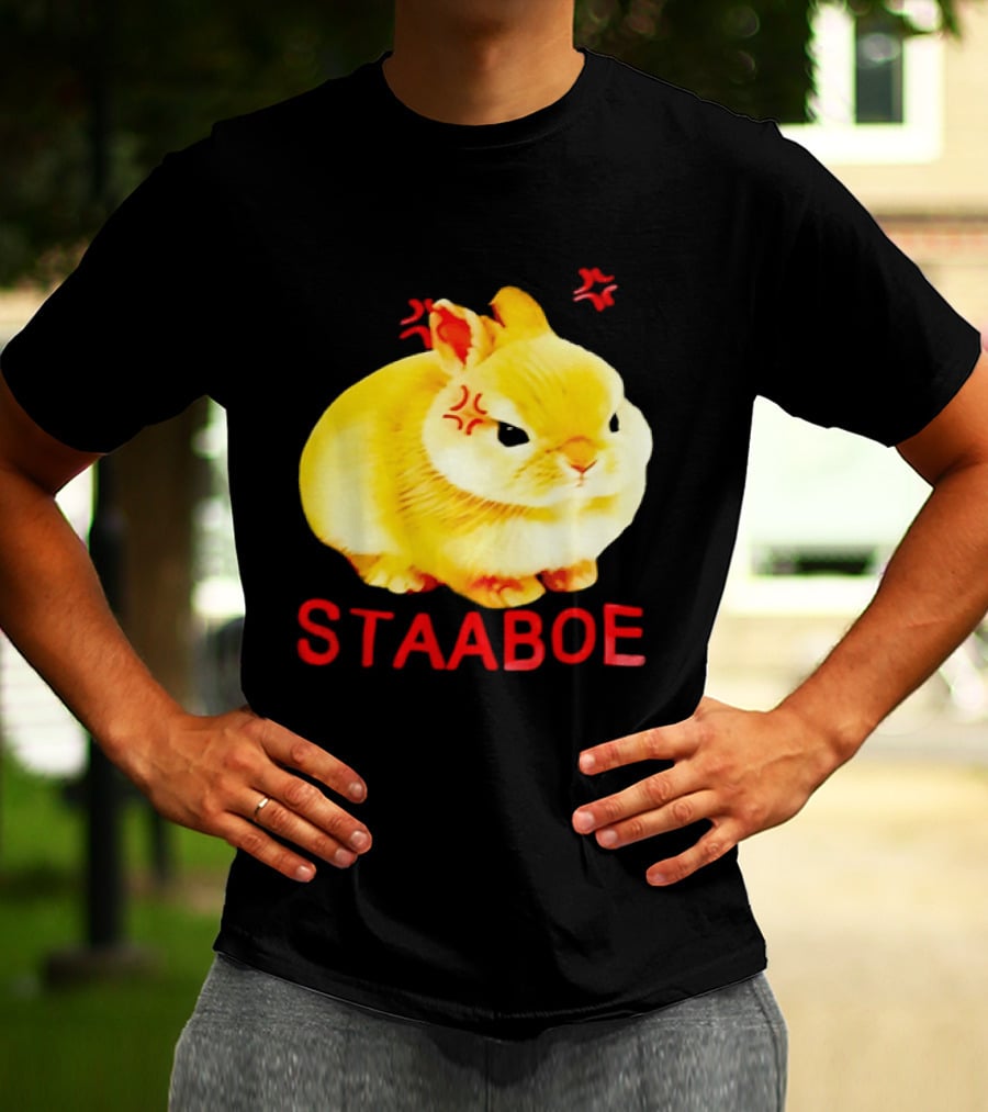 Staaboe Angry Fluffy Yellow Rabbit Red Marks T-Shirt