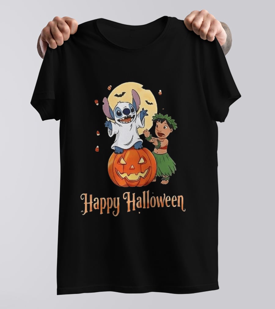 Stitch Halloween Happy Pumpkin Lilo Ghost Costume T-Shirt