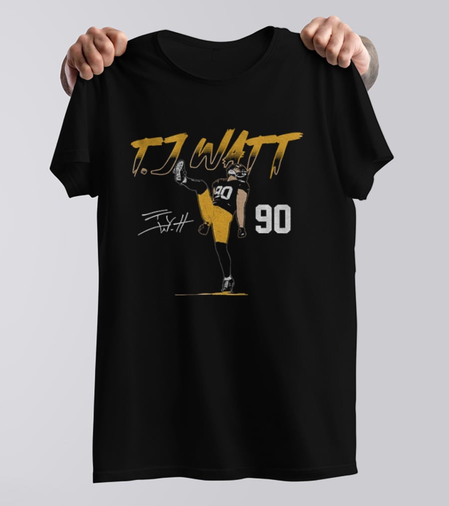 T.J. Watt Pose Pittsburgh Football 90 Player Name Number T-Shirt