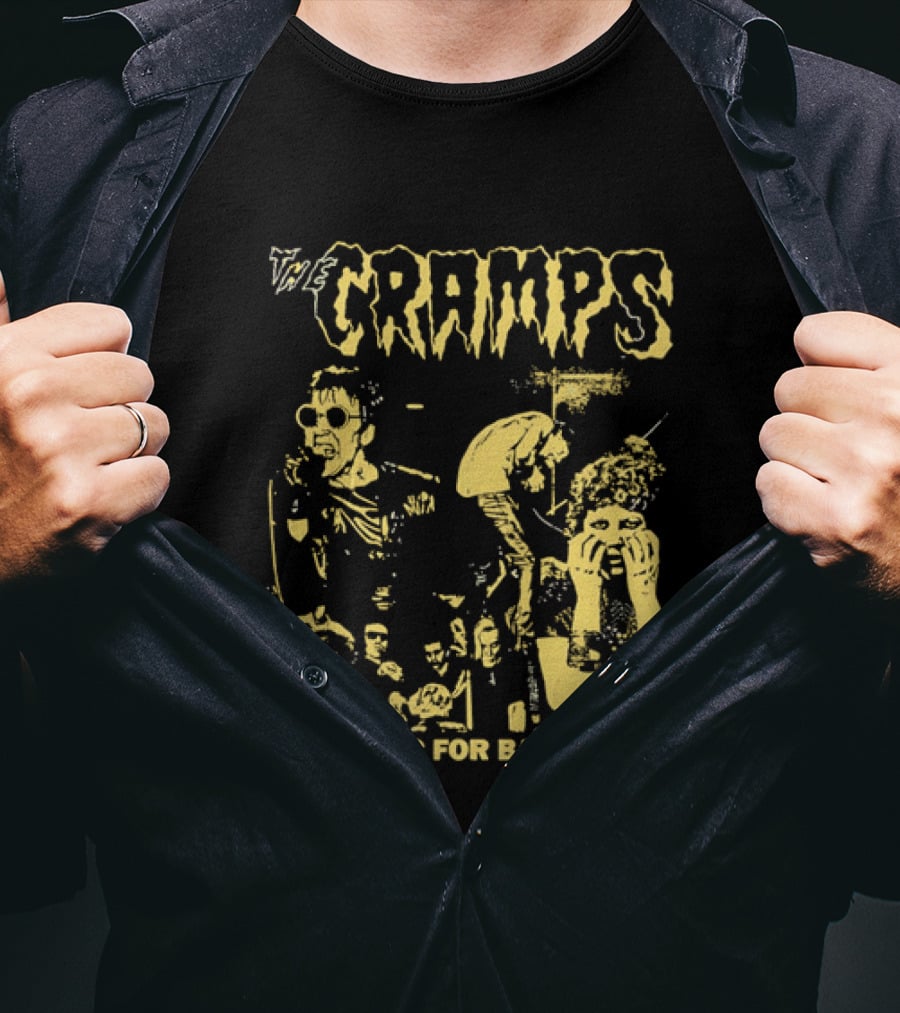 The Cramps Bad Music For Bad People Band Members Collage Yellow Black T-Shirt