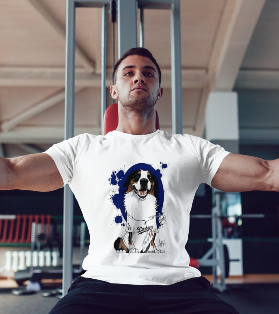 Los Angeles Dodgers MLB Kygo Cartoon Australian Shepherd Dog Paint Splatter T-Shirt
