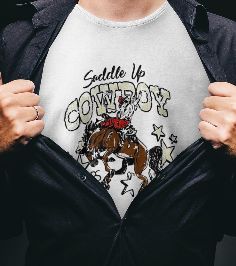 Saddle Up Cowboy Distressed Bucking Bronco Horse Rodeo Stars Bs T-Shirt