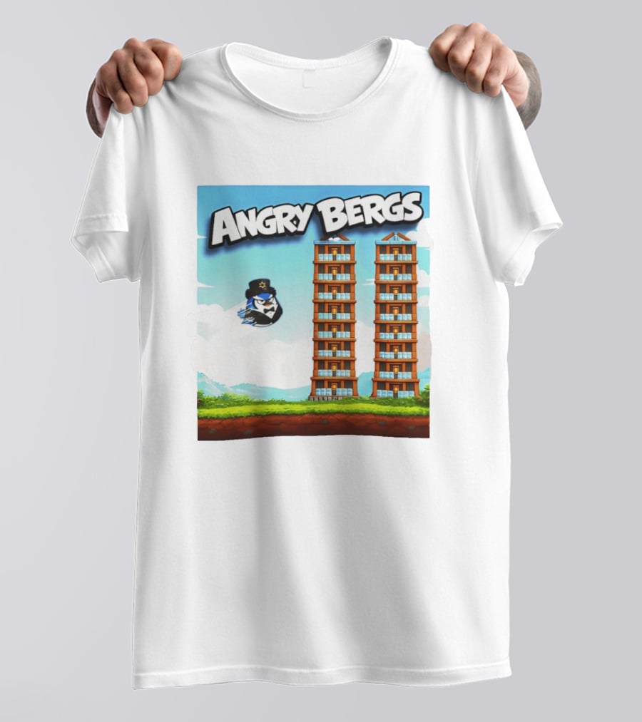 Angry Bergs Funny Parody Building Smash блоки Stack Game T-Shirt