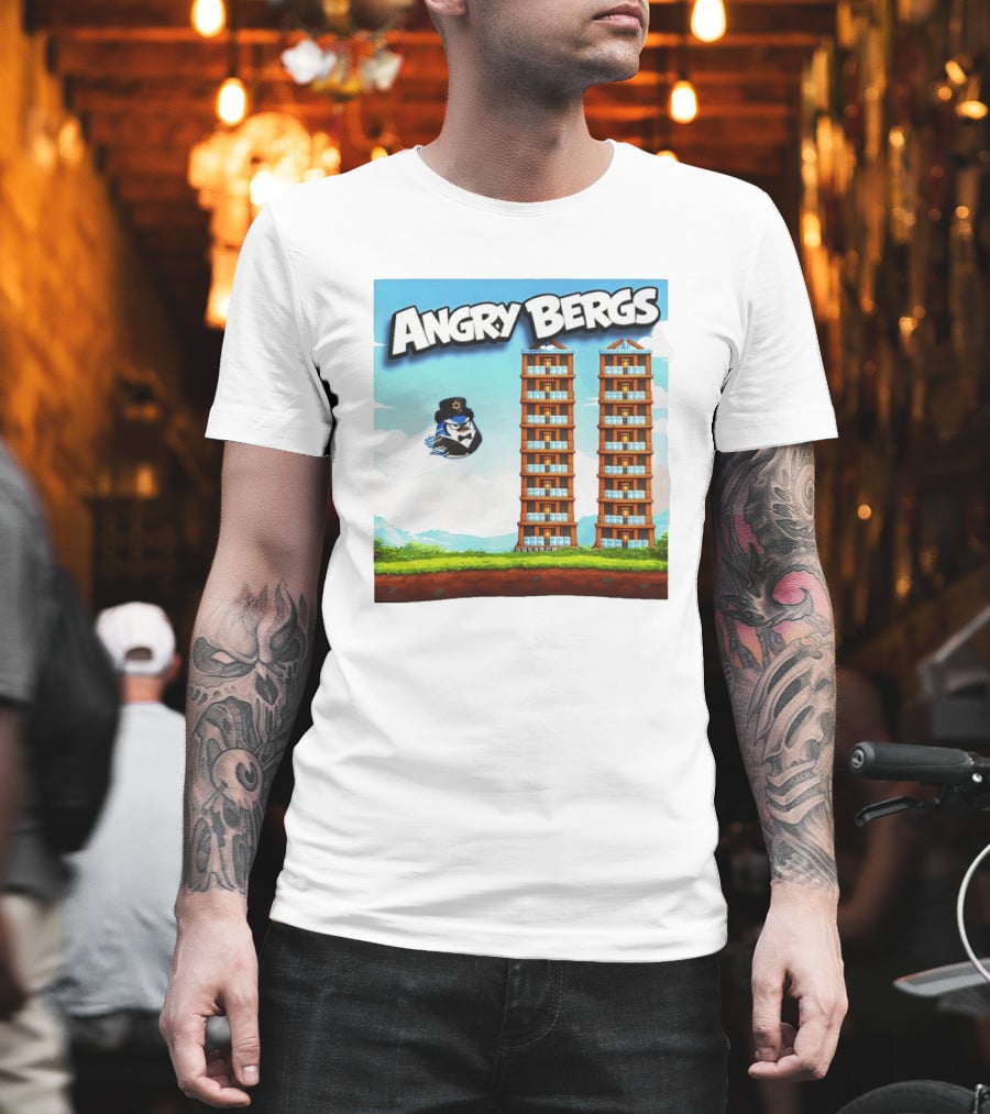 Angry Bergs Funny Parody Building Smash блоки Stack Game T-Shirt