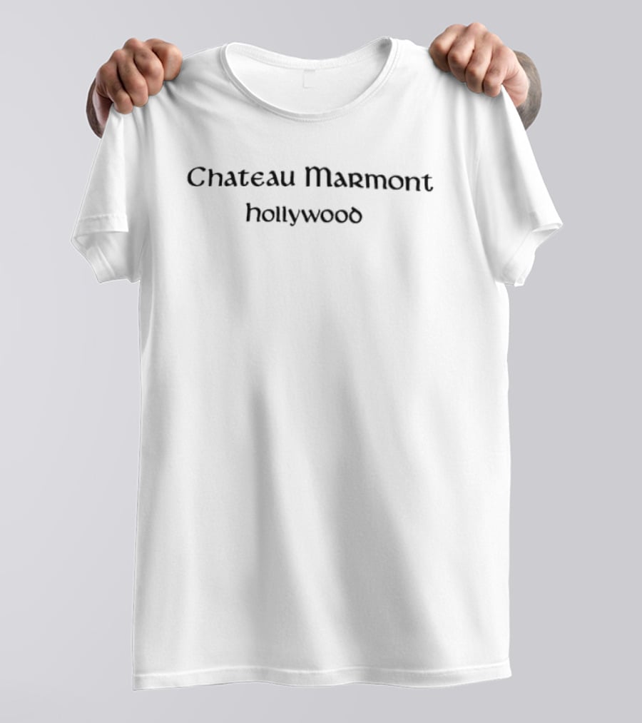 Chateau Marmont Hollywood Black Uncial Lettering T-Shirt