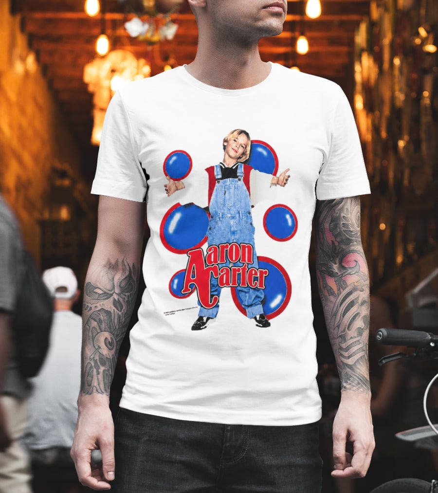 Aaron Carter Overalls Blue Red Circles Fashion T-Shirt
