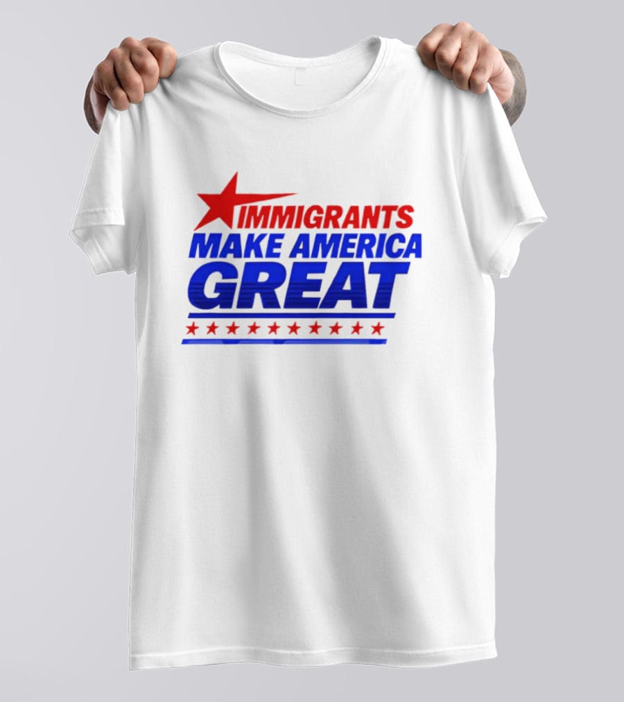 Immigrants Make America Great Red Star Political Message 2026 T-Shirt
