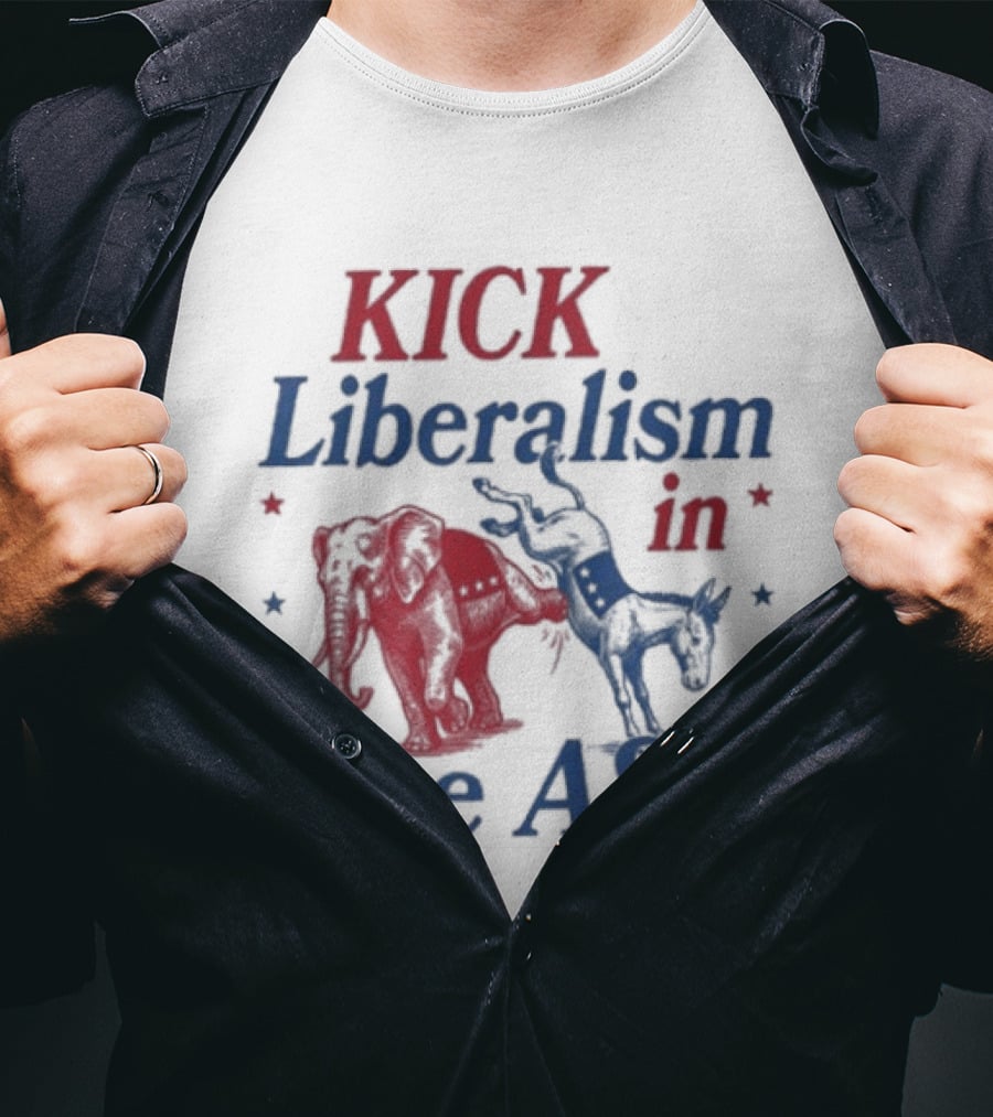 Kick Liberalism In The Ass Political Elephant Donkey T-Shirt