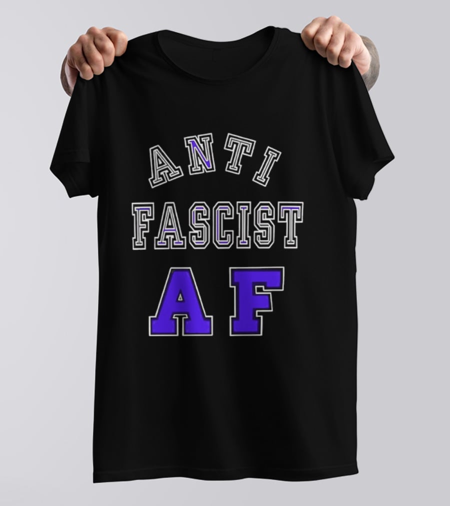 ANTI FASCIST AF Purple White Varsity Block стиль T-Shirt