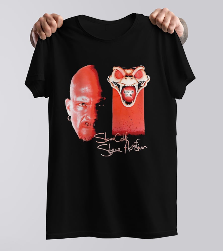 Austin 3 16 Stone Cold Steve Red Rattlesnake Head Signature T-Shirt