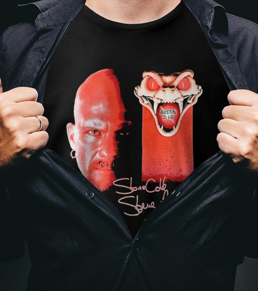 Austin 3 16 Stone Cold Steve Red Rattlesnake Head Signature T-Shirt