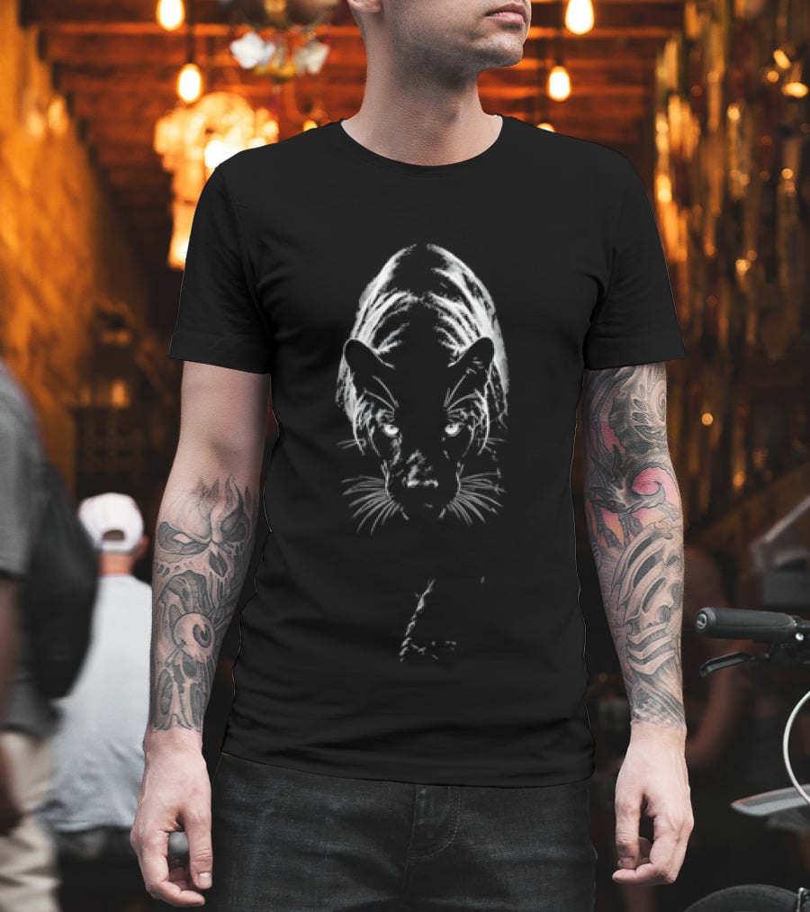 Black Panther Stalking Shadowy Darkness Glowing Eyes T-Shirt