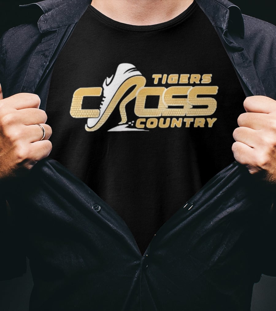 Tigers Cross Country Running Shoe Gold Brick Texture T-Shirt