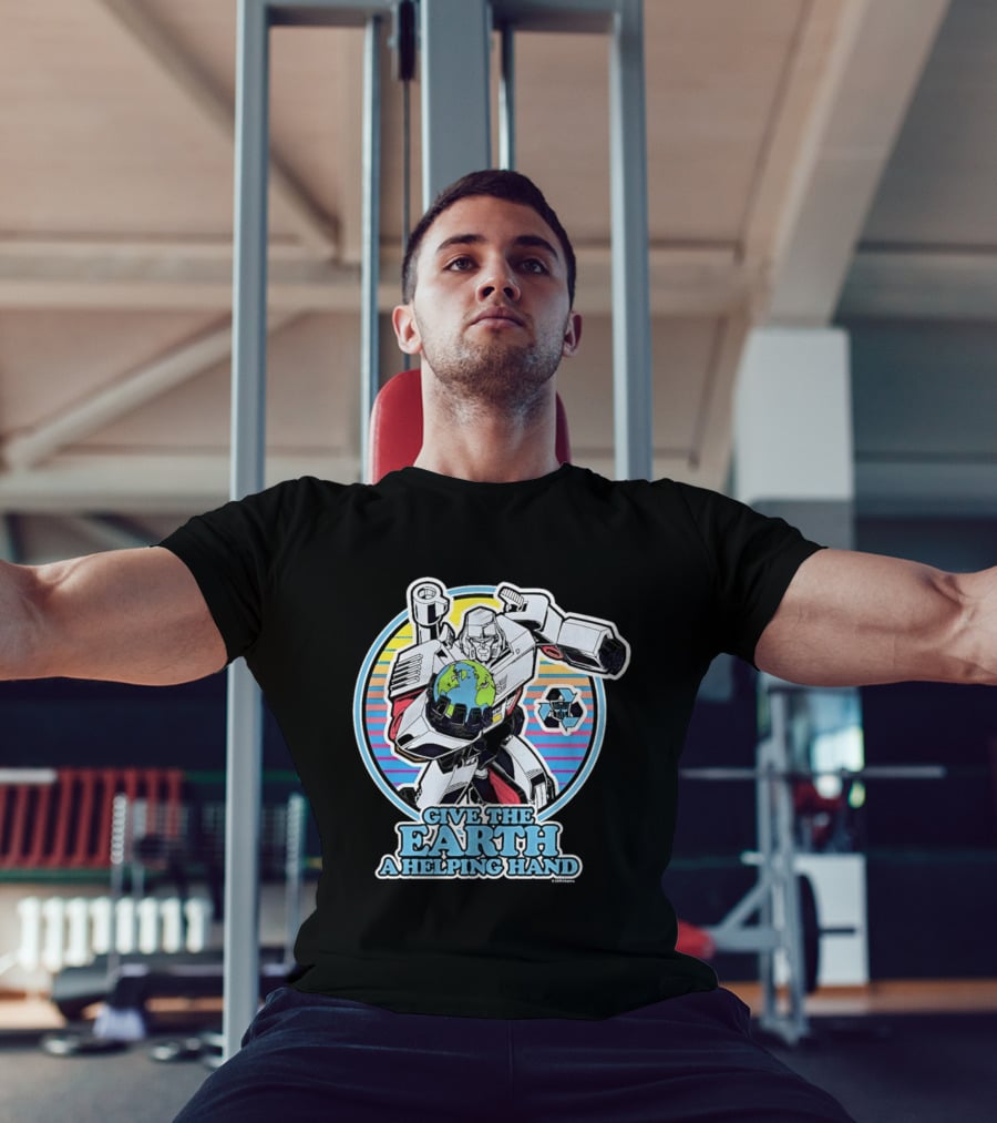 Give The Earth A Helping Hand Megatron With Recycling Symbol Transformers T-Shirt