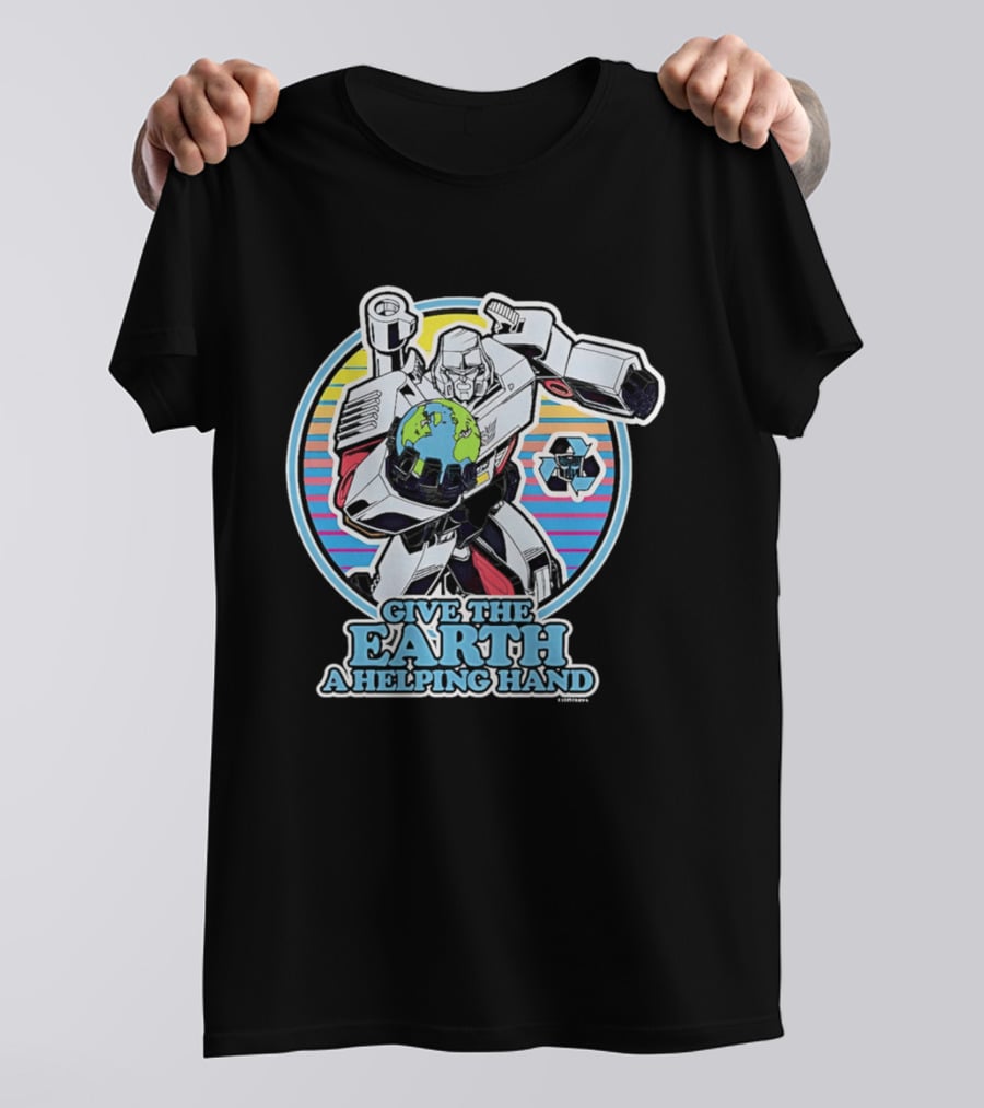 Give The Earth A Helping Hand Megatron With Recycling Symbol Transformers T-Shirt