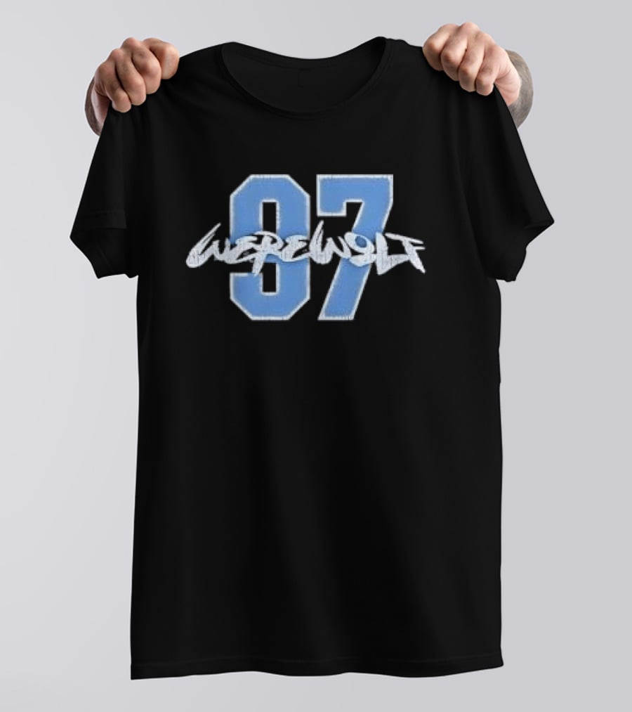 Werewolf 97 Blue Athletic Jersey Number Distressed T-Shirt