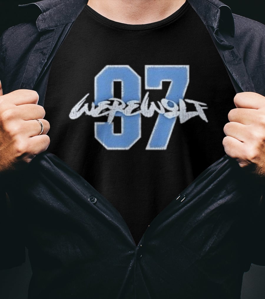 Werewolf 97 Blue Athletic Jersey Number Distressed T-Shirt