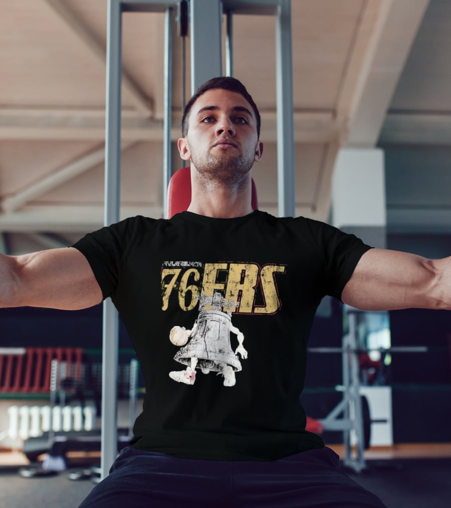 Philadelphia 76ers Distressed Liberty Bell Dribbling Basketball T-Shirt