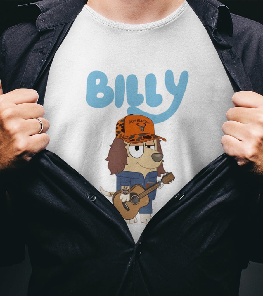 Billy Roy Electric Boomer Character With Guitar And Hat T-Shirt