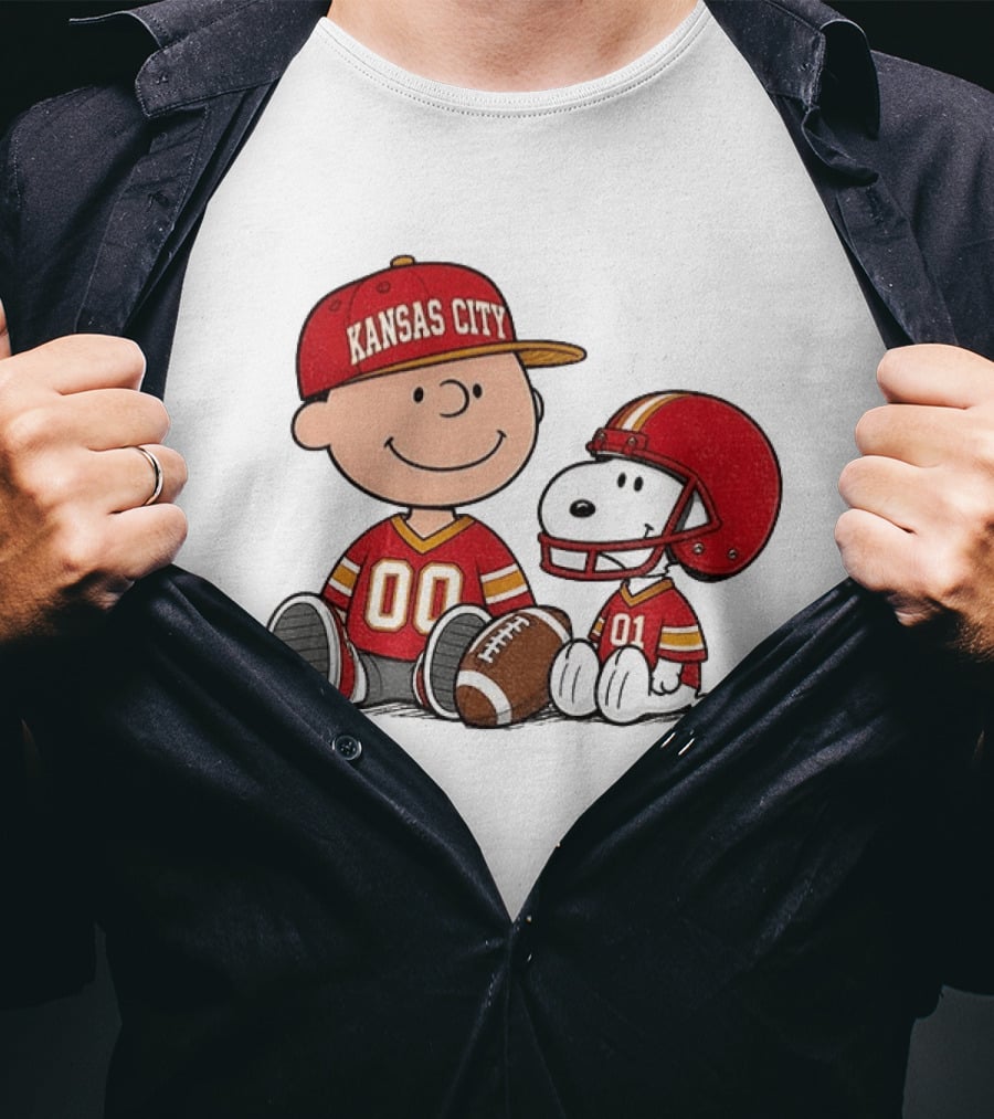 Kansas City Football With Charlie Brown And Snoopy Players T-Shirt