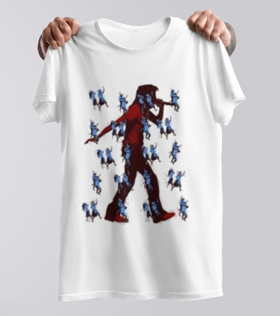 JID Faded White God Does Like Ugly J.I.D. GDLU Blue Floral Shadow T-Shirt