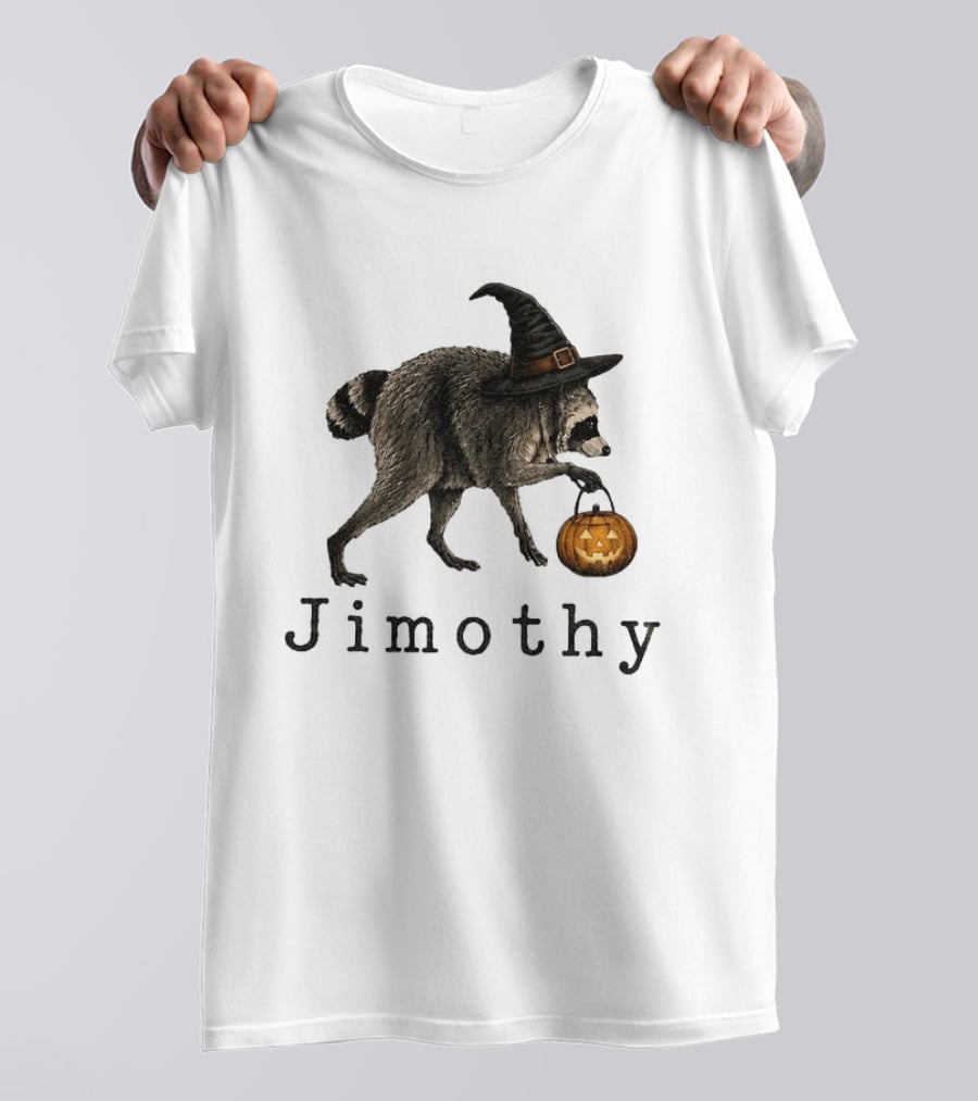Jimothy Raccoon Witch Hat Pumpkin Candy Bucket T-Shirt