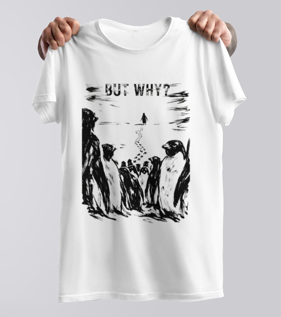 Nihilist Penguin But Why Snow Scene T-Shirt