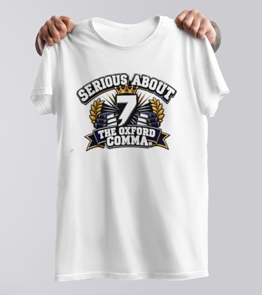 Serious About The Oxford Comma Crown Laurel Lightning T-Shirt