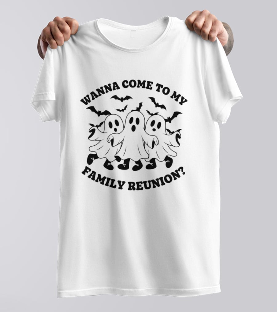 Wanna Come To My Family Reunion Ghost Halloween Bats T-Shirt