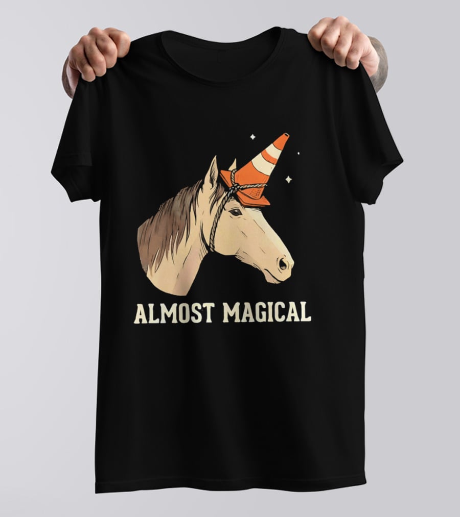 Almost Magical Horse With Traffic Cone Hat T-Shirt