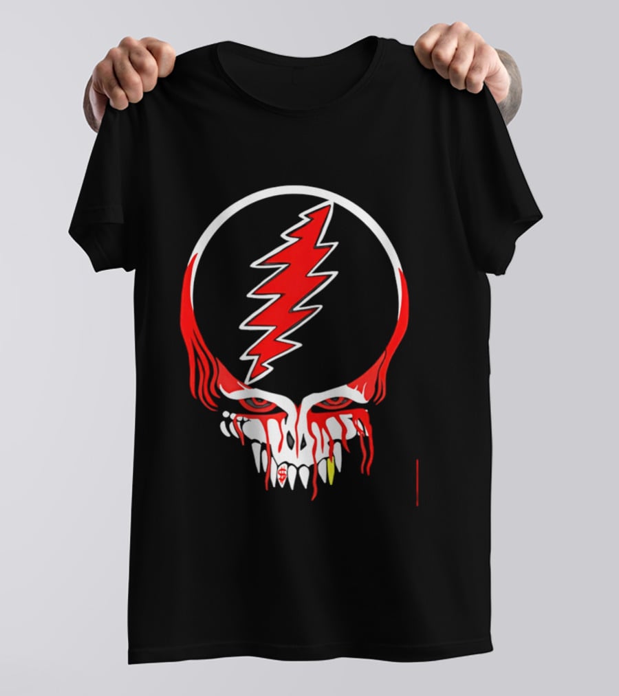 Grateful Dead Steal Your Face Skull Lightning Punk Rock Red White T-Shirt