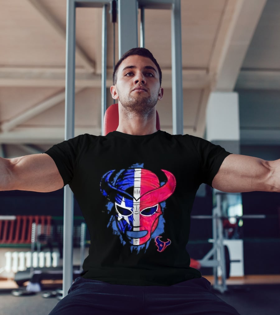Houston Texans Distressed Lucha Libre Mask Texas Flag T-Shirt