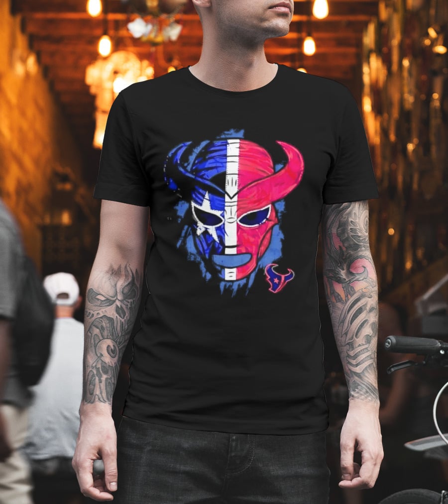 Houston Texans Distressed Lucha Libre Mask Texas Flag T-Shirt