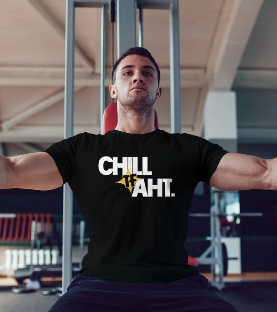 Chill Tf Aht 3D Block Lettering Yellow Pointed Star T-Shirt