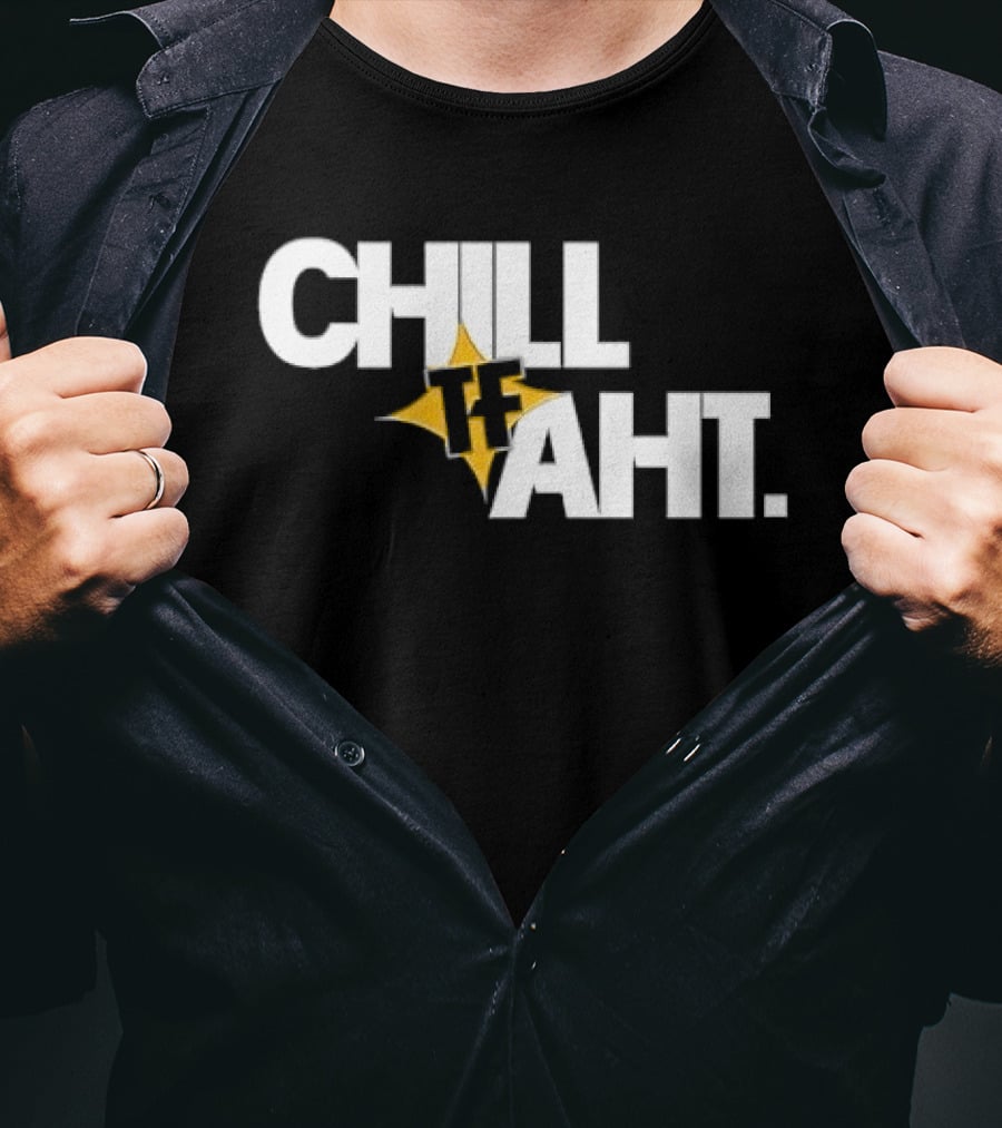 Chill Tf Aht 3D Block Lettering Yellow Pointed Star T-Shirt
