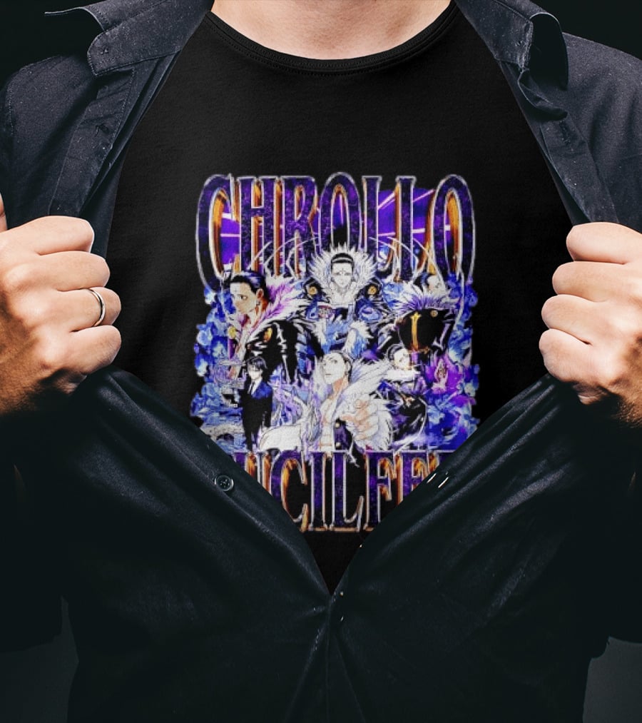 Chrollo Lucilfer Multiple Poses Purple Aura Flames Bootleg Collage Anime Hunter X Hunter T T-Shirt