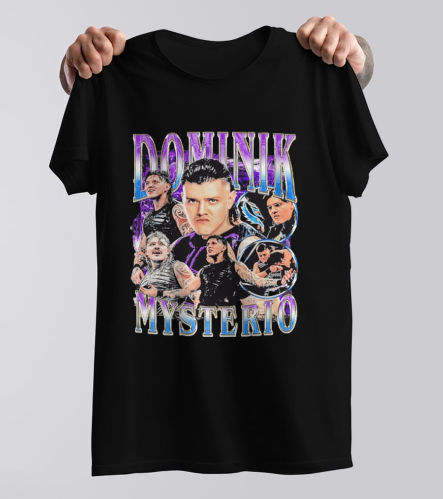 Dominik Mysterio Wrestler Photo Collage Metallic Gradient T-Shirt