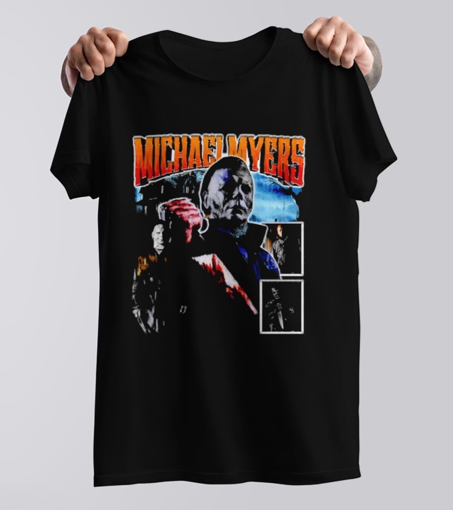 Michael Myers Bootleg Collage Mask Bloody Knife House T-Shirt
