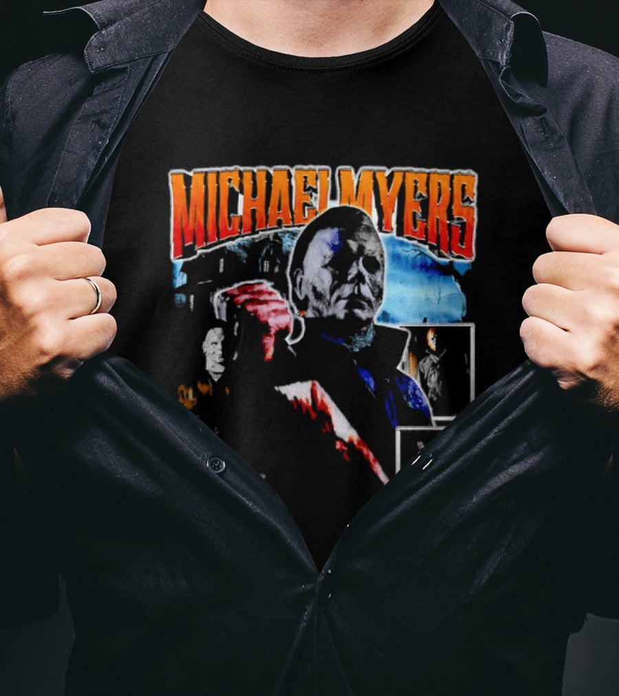 Michael Myers Bootleg Collage Mask Bloody Knife House T-Shirt