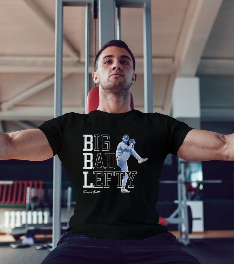 Miguel Rojas Wearing Tanner Scott Big Bad Lefty 66 T-Shirt