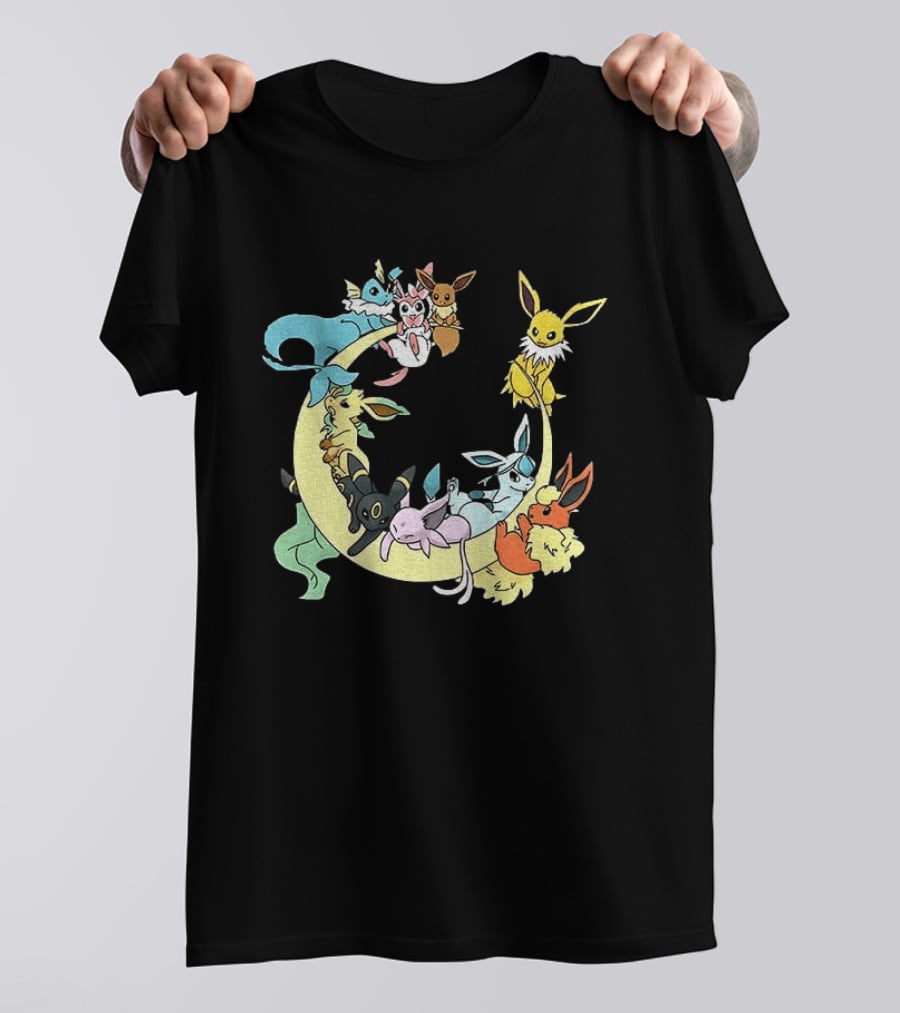 Eevee Evolutions Sylveon Umbreon Flareon Jolteon Vaporeon Espeon Leafeon Glaceon T-Shirt